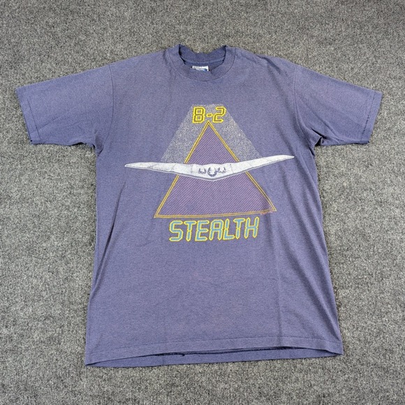 Hanes Fifty-Fifty Other - Vintage Hanes B-2 Stealth Bomber T-Shirt Purple Single Stitch Made in USA Large